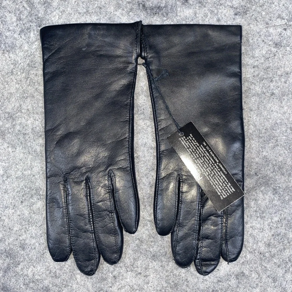 Vintage NWT Fownes Womens Black Suede Leather Gloves‎ Acrylic Lined Size 6 1/2
